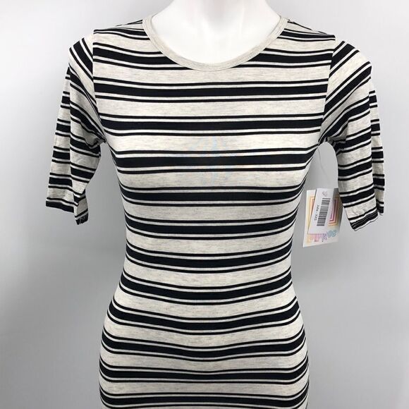 Lularoe Julia black and light gray striped dress - Picture 1 of 6
